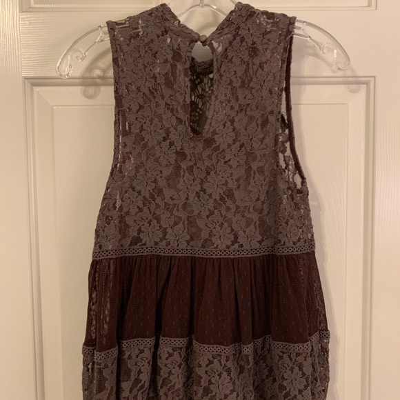 Free People Purple Lace and Swiss Dot Blouse - Picture 4 of 6